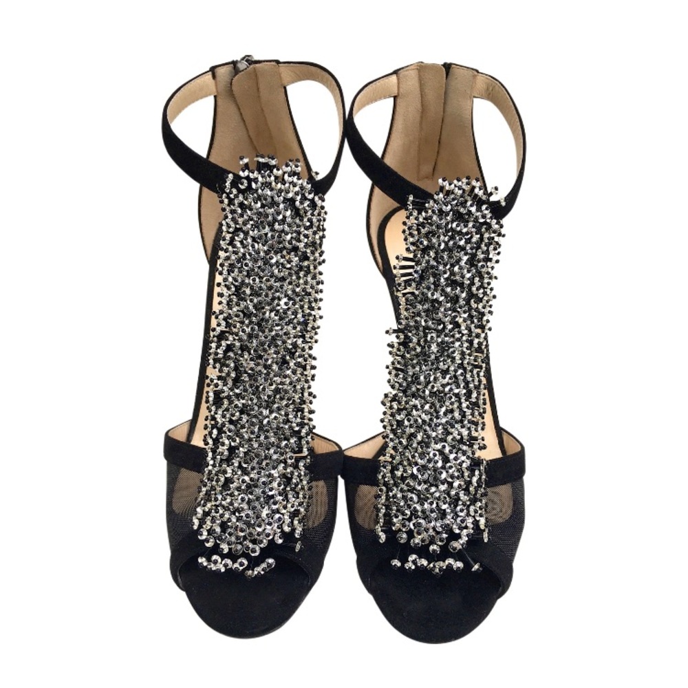 JIMMY CHOO 'Feline' Crystal & Suede Sandal
